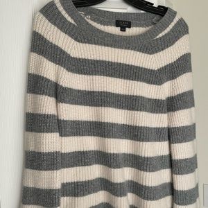 🥳 J Crew 100% cashmere striped crew neck sweater